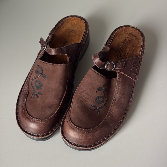 Naot Camila Brown Leather Comfort Shoes Slide Clog Mule Size 41 - Picture 1 of 10